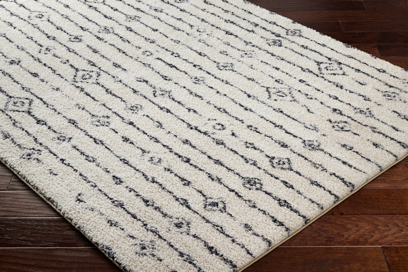 Traditional Machine woven Stripes Pattern Beige and Charcoal Machine Washable Multi Size Area Rug - The Rug Decor