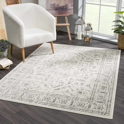 Traditional Medallion Beige and Gray Low Pile Indoor Area Rug - The Rug Decor