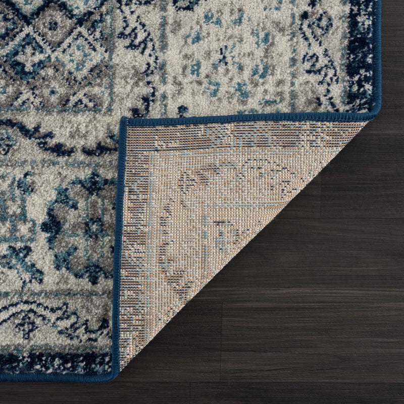 Traditional Medallion Beige, Blue and Gray low Pile Area Rug - The Rug Decor