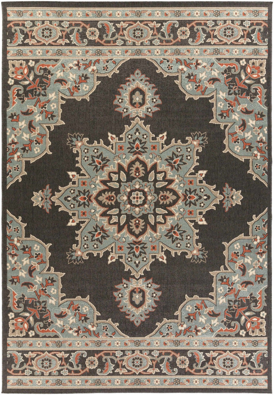 Traditional Medallion Brown, Black, Blue and Camel Multi Size Area Rug - The Rug Decor