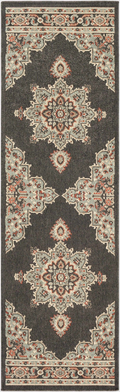 Traditional Medallion Brown, Black, Blue and Camel Multi Size Area Rug - The Rug Decor