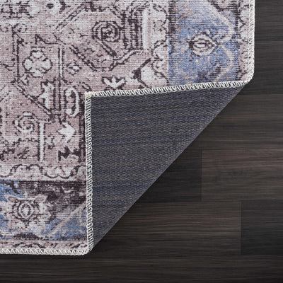 Traditional Medallion Design Brown, Blue and Ivory Low Pile Muti Size Area Rug - The Rug Decor
