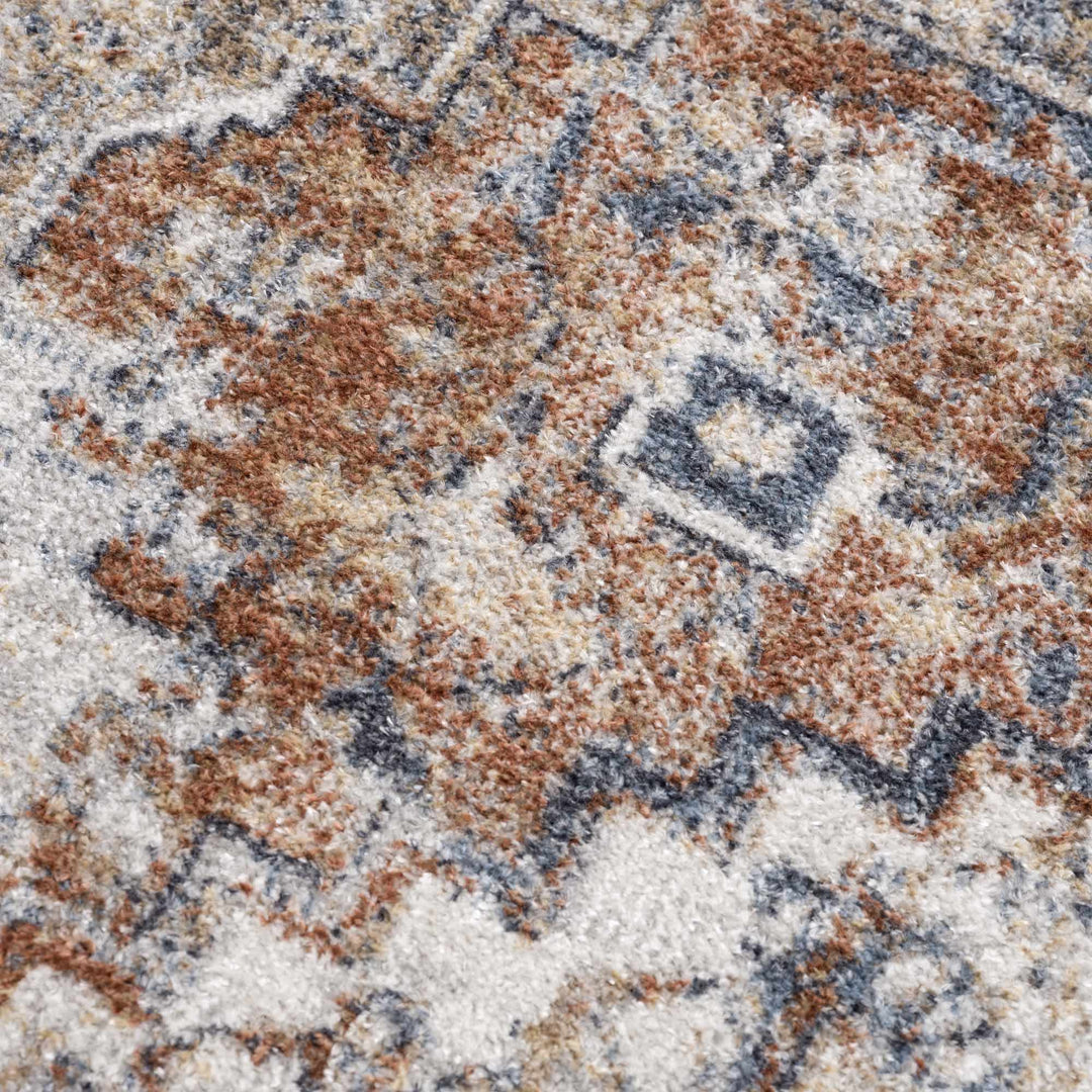 Traditional Medallion design Brown, Ivory and Charcoal washable Turkish Design Rug - The Rug Decor