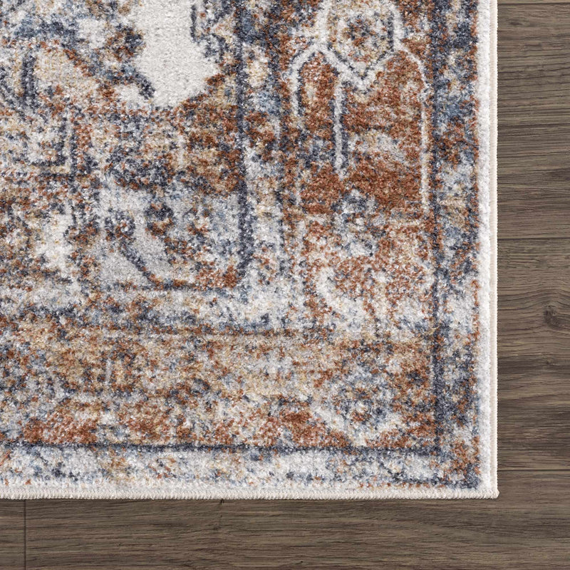 Traditional Medallion design Brown, Ivory and Charcoal washable Turkish Design Rug - The Rug Decor