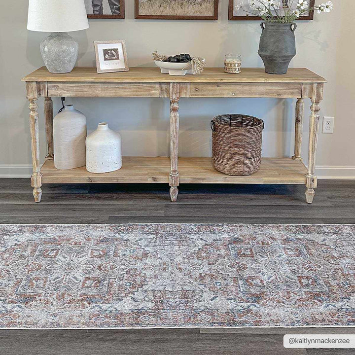 Traditional Medallion design Brown, Ivory and Charcoal washable Turkish Design Rug - The Rug Decor