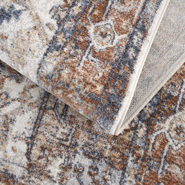 Traditional Medallion design Brown, Ivory and Charcoal washable Turkish Design Rug - The Rug Decor