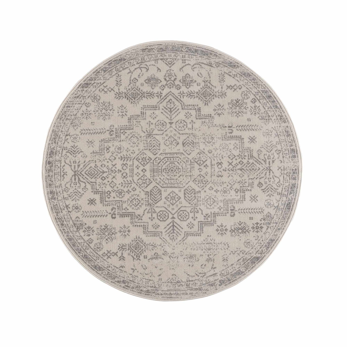 Traditional Medallion Design Contemporary Ivory and Gray Medium pile Area Rug - The Rug Decor
