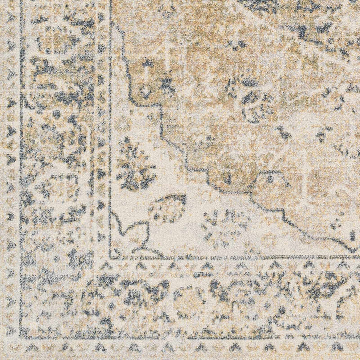 Traditional Medallion design woven Beige, Ivory and Charcoal washable Turkish Rug - The Rug Decor