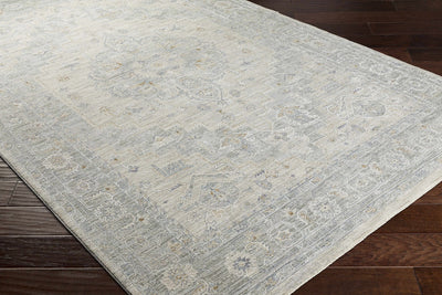 Traditional Medallion, Heriz Beige, Purple, white and Gray Medium pile Area rug - The Rug Decor