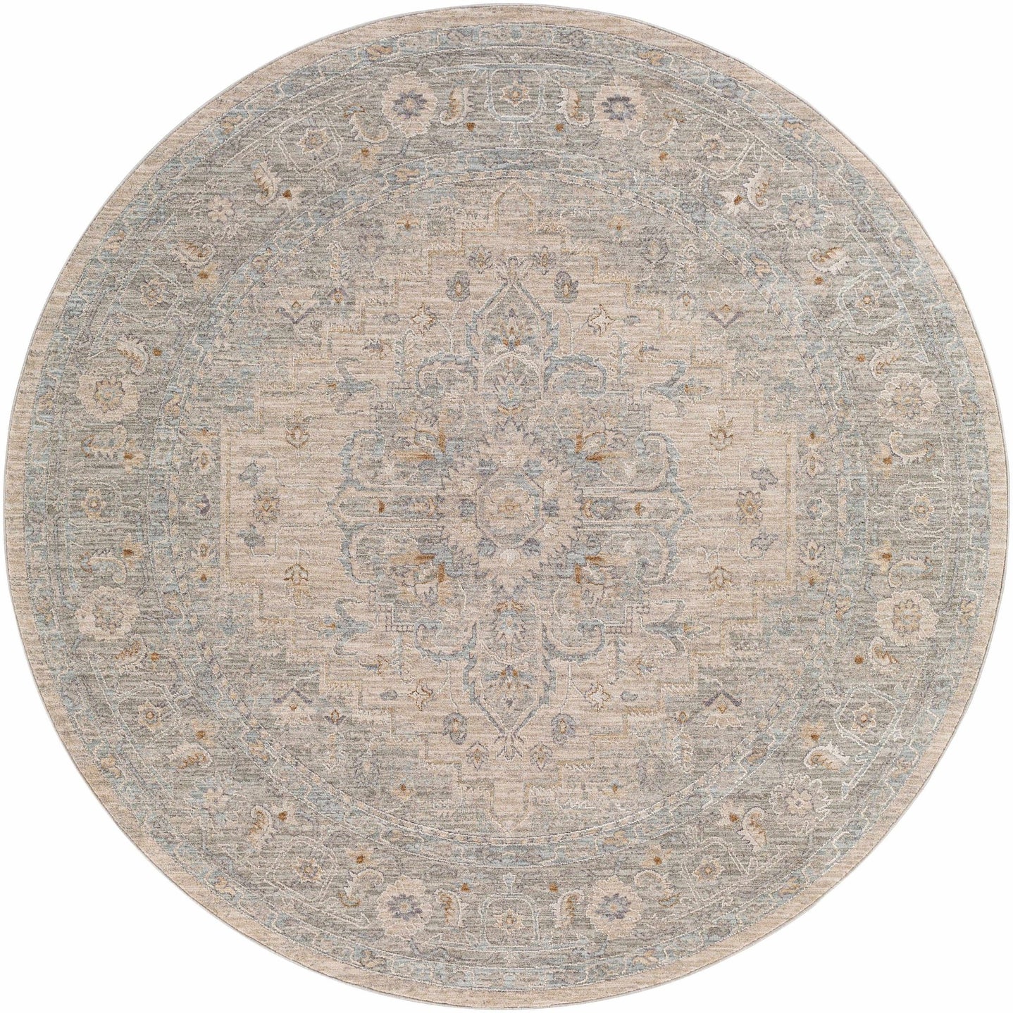 Traditional Medallion, Heriz Beige, Purple, white and Gray Medium pile Area rug - The Rug Decor