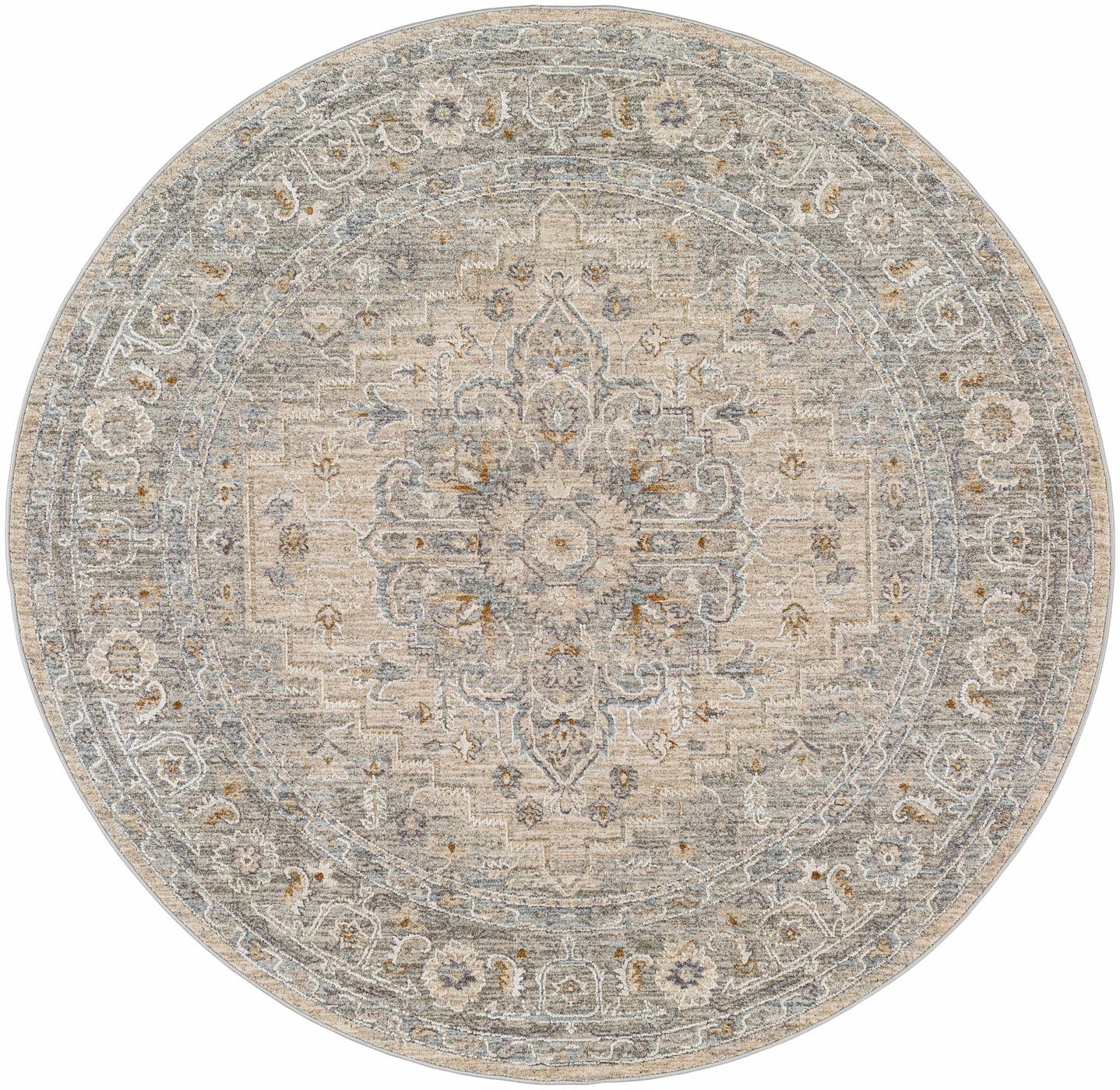 Traditional Medallion, Heriz Beige, Purple, white and Gray Medium pile Area rug - The Rug Decor