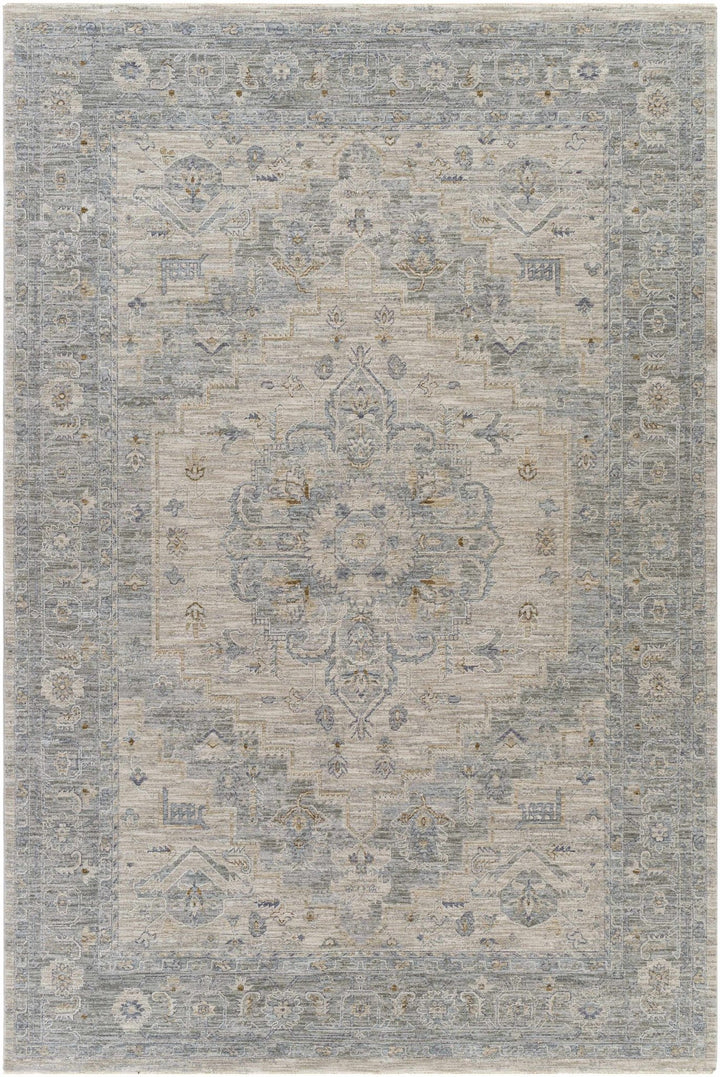 Traditional Medallion, Heriz Beige, Purple, white and Gray Medium pile Area rug - The Rug Decor