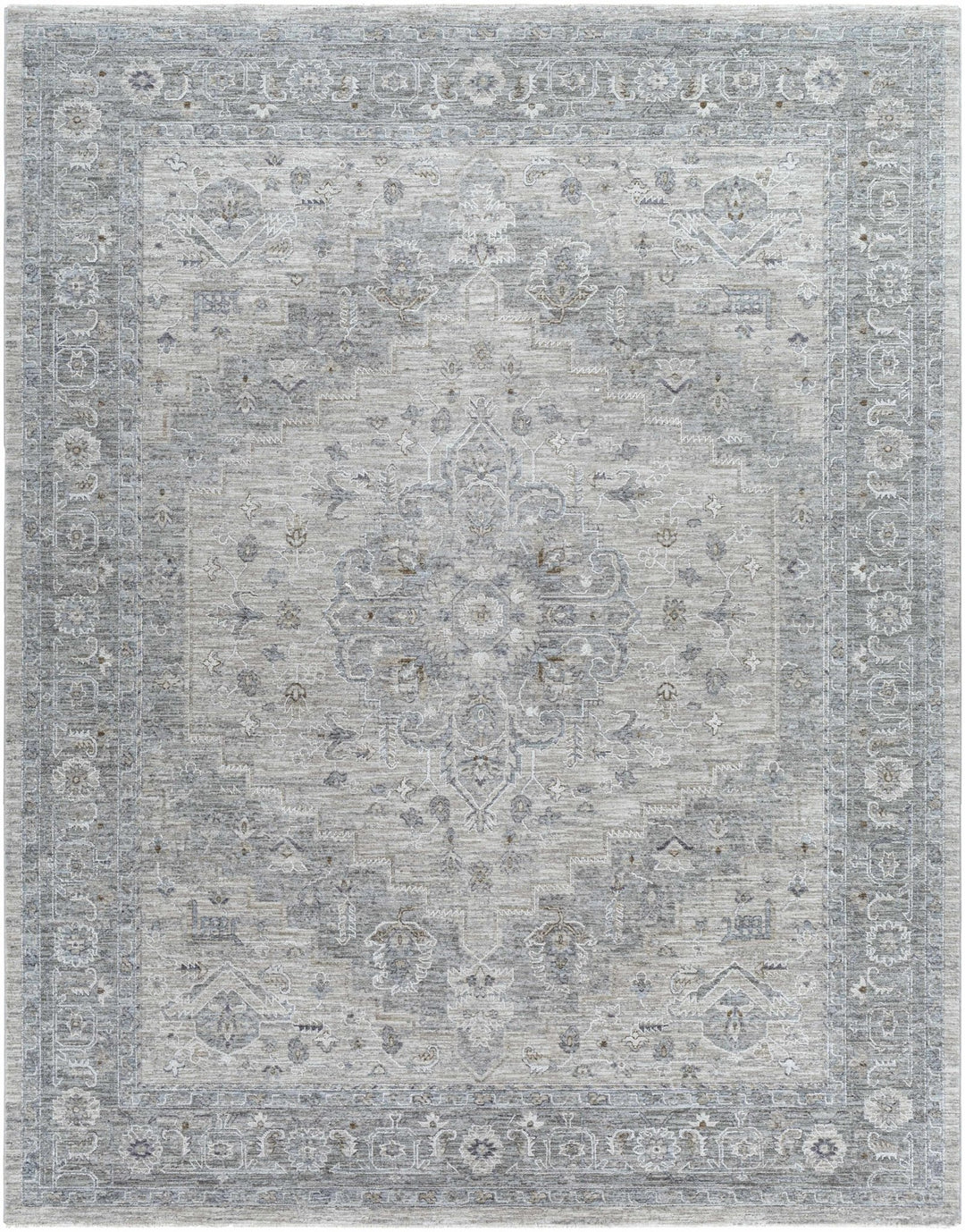 Traditional Medallion, Heriz Beige, Purple, white and Gray Medium pile Area rug - The Rug Decor