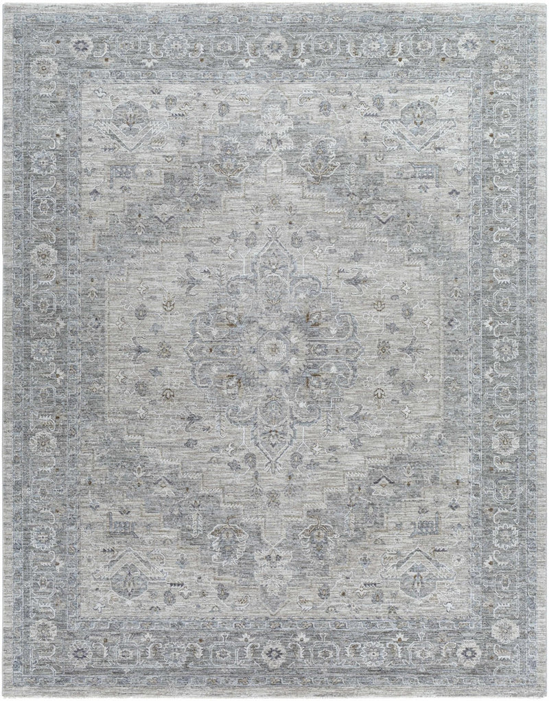 Traditional Medallion, Heriz Beige, Purple, white and Gray Medium pile Area rug - The Rug Decor