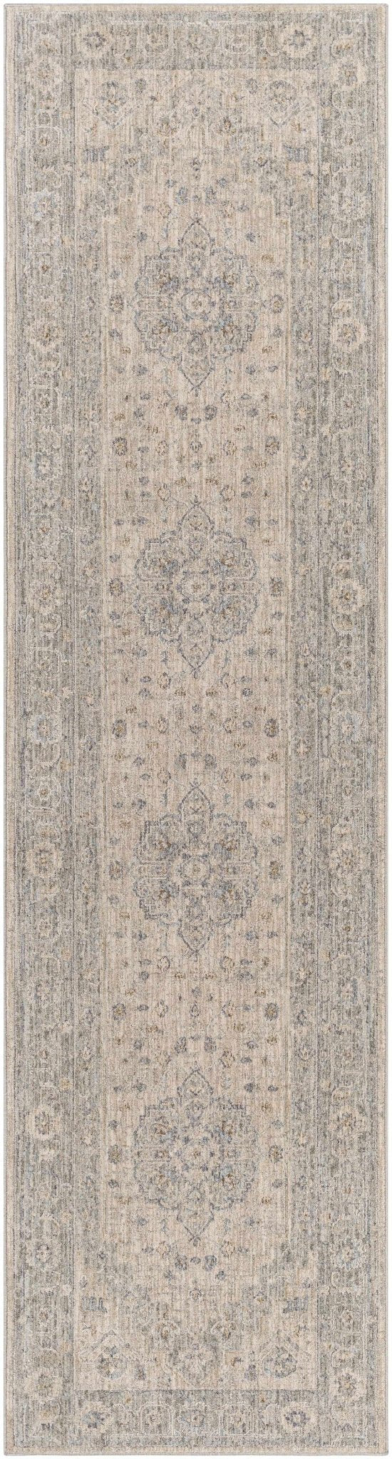 Traditional Medallion, Heriz Beige, Purple, white and Gray Medium pile Area rug - The Rug Decor