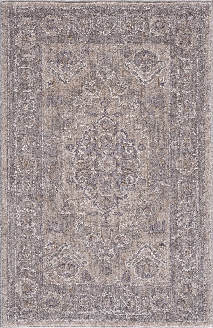 Traditional Medallion, Heriz Beige, Purple, white and Gray Medium pile Area rug - The Rug Decor