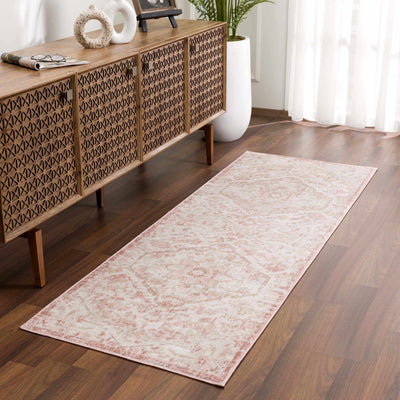 Traditional Medallion Pink, Silver and Beige Multi Size Area Rug - The Rug Decor