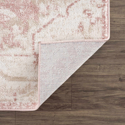 Traditional Medallion Pink, Silver and Beige Multi Size Area Rug - The Rug Decor