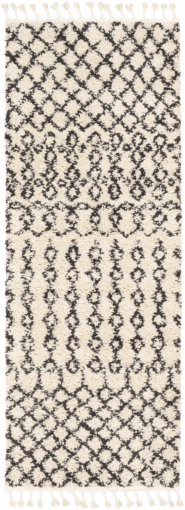 Traditional Moroccan Style Beige and Black Plush Pile Area Rug - The Rug Decor