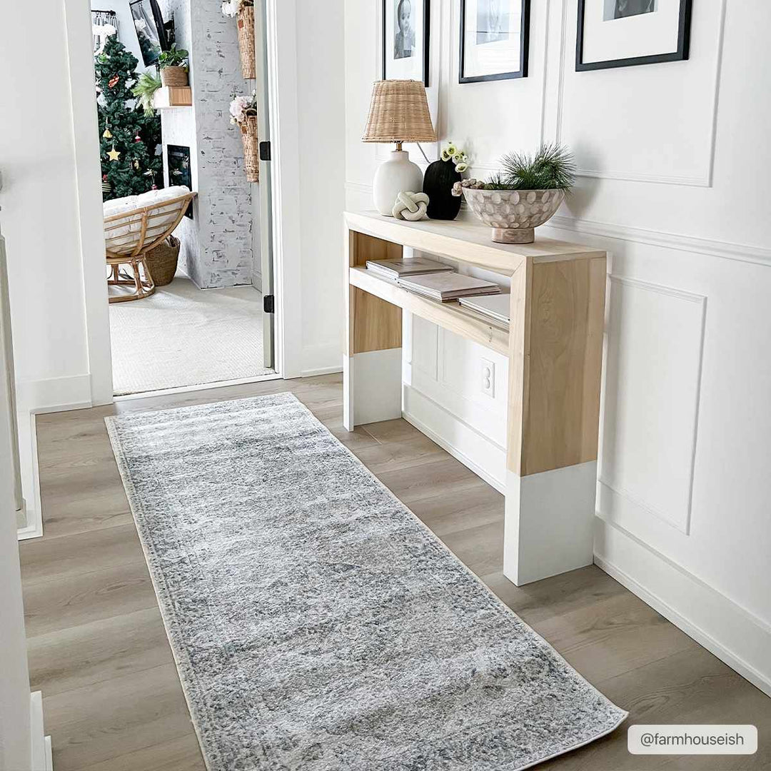 Traditional Oriental Light Brown and Blue and Medallion Design Low pile Area Rug - The Rug Decor