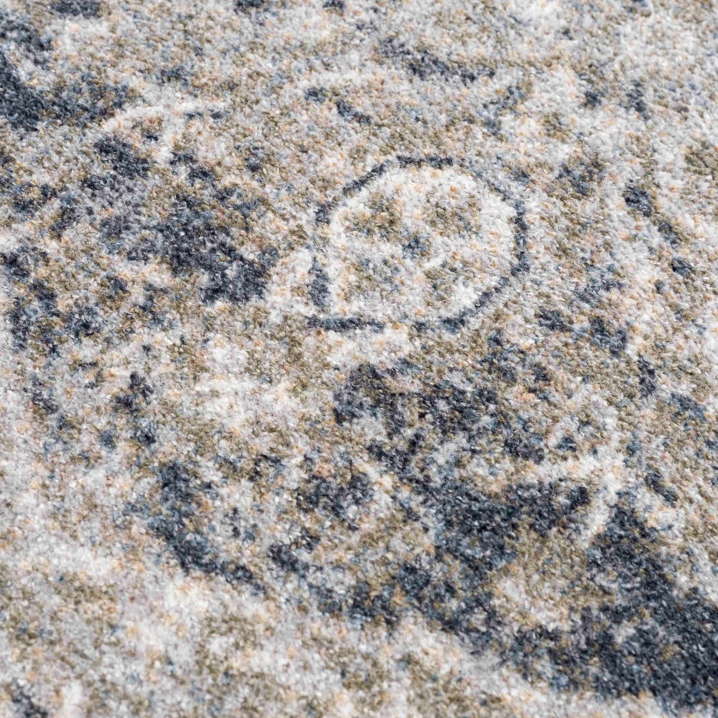 Traditional Oriental Light Brown and Blue and Medallion Design Low pile Area Rug - The Rug Decor