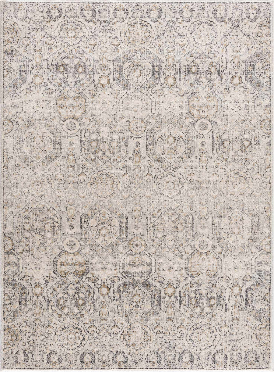 Traditional Overall Design Beige and Brown Medium Pile Area Rug - The Rug Decor
