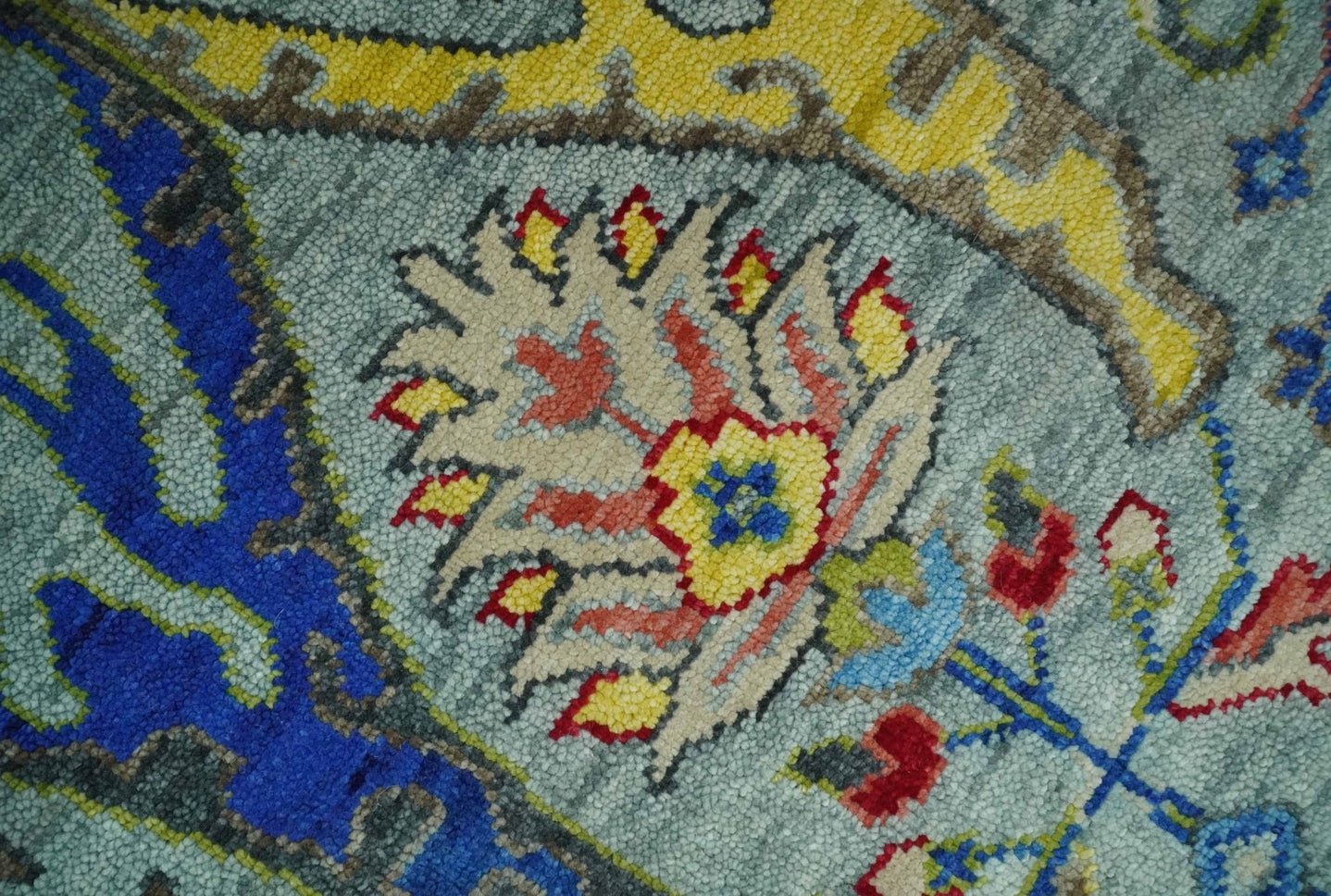 Traditional Silver and Blue Antique Style Colorful Hand knotted wool Area Rug - The Rug Decor