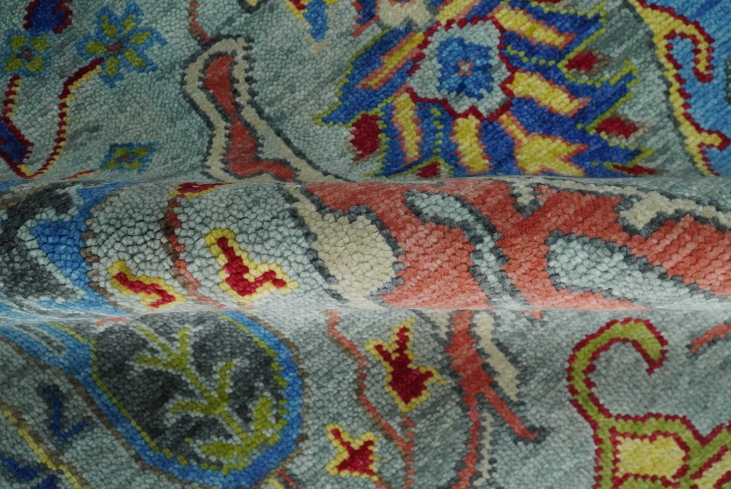 Traditional Silver and Blue Antique Style Colorful Hand knotted wool Area Rug - The Rug Decor