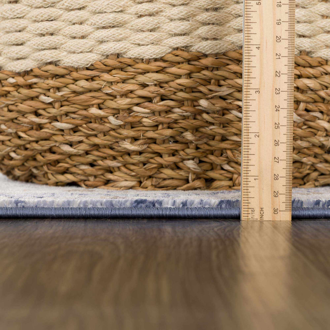 Traditional Transitional Blue and Beige Medium Pile Area Rug - The Rug Decor