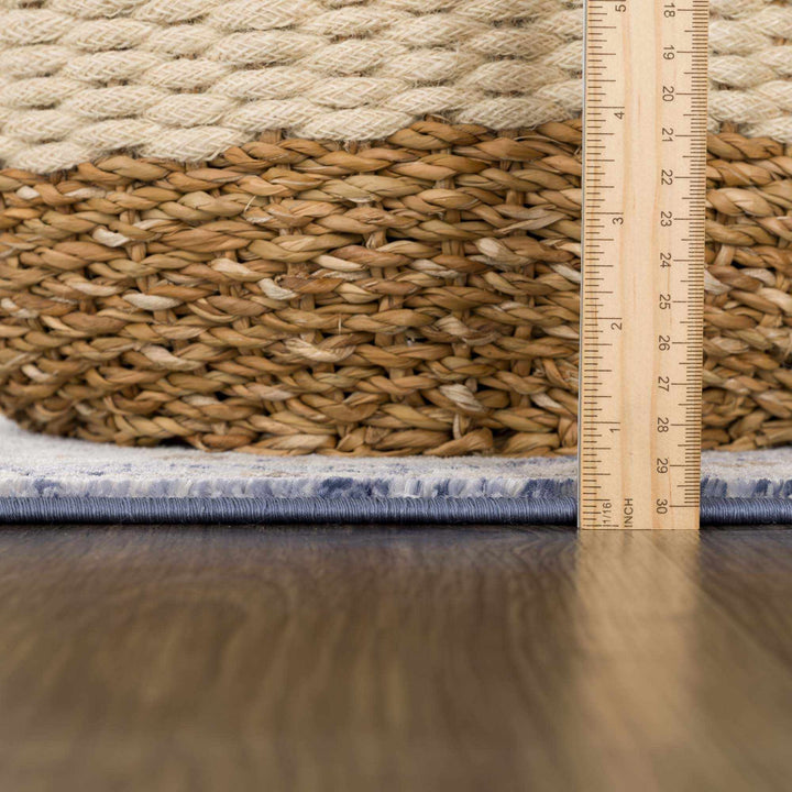 Traditional Transitional Blue and Beige Medium Pile Area Rug - The Rug Decor