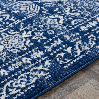 Traditional Transitional Ivory and Blue Medium Pile Area Rug - The Rug Decor