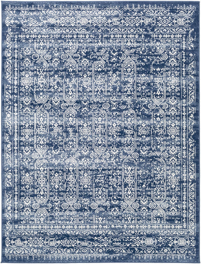 Traditional Transitional Ivory and Blue Medium Pile Area Rug - The Rug Decor