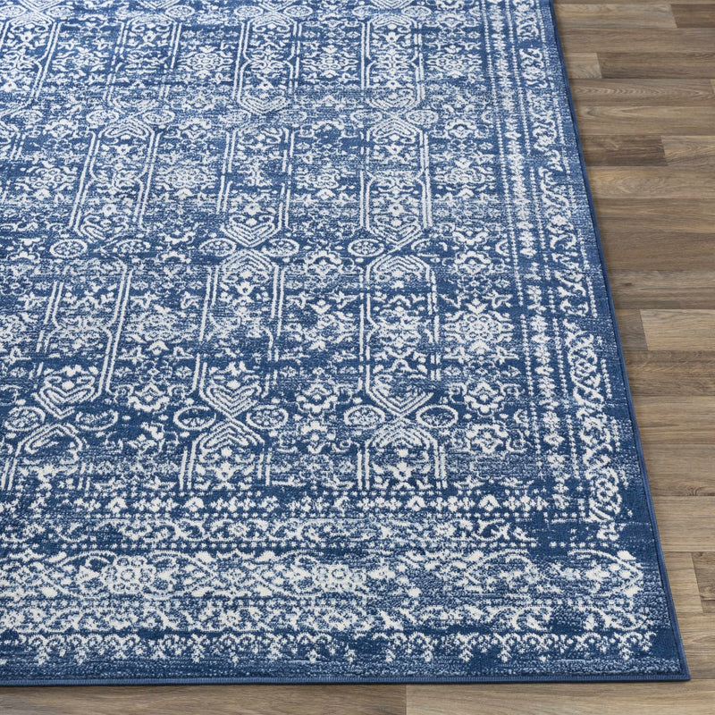 Traditional Transitional Ivory and Blue Medium Pile Area Rug - The Rug Decor