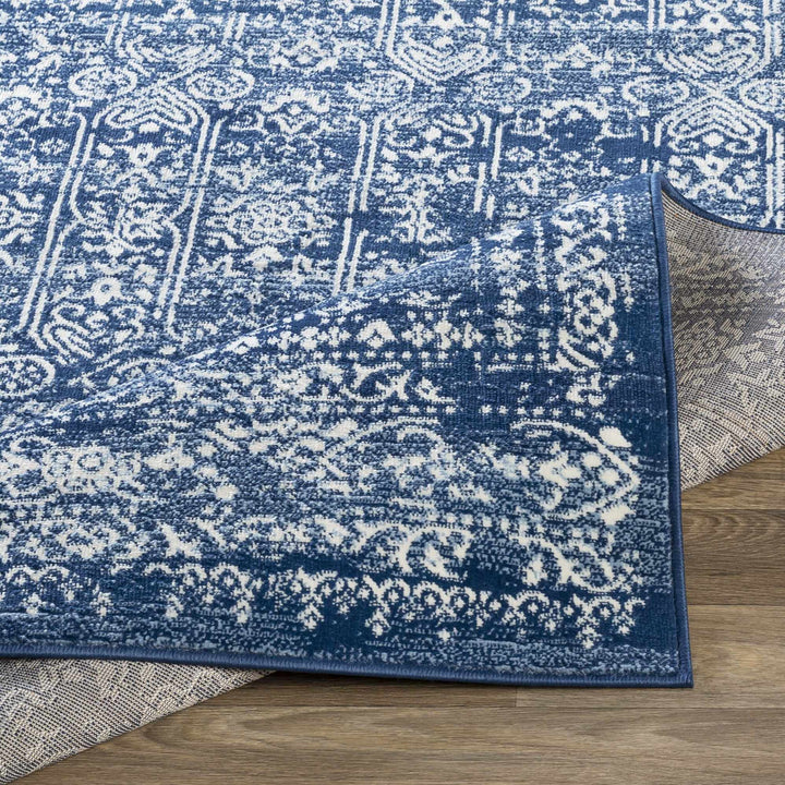Traditional Transitional Ivory and Blue Medium Pile Area Rug - The Rug Decor