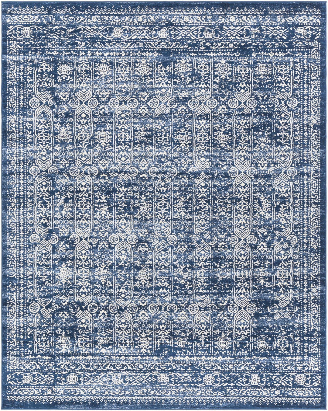 Traditional Transitional Ivory and Blue Medium Pile Area Rug – The Rug ...