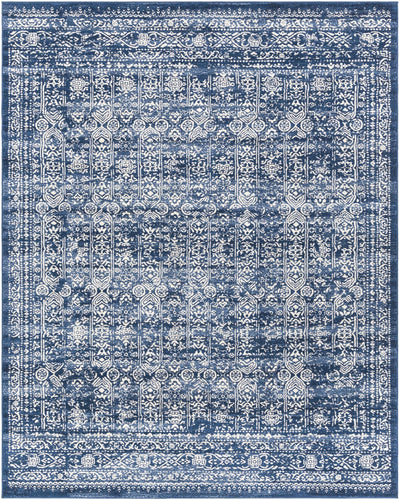 Traditional Transitional Ivory and Blue Medium Pile Area Rug - The Rug Decor