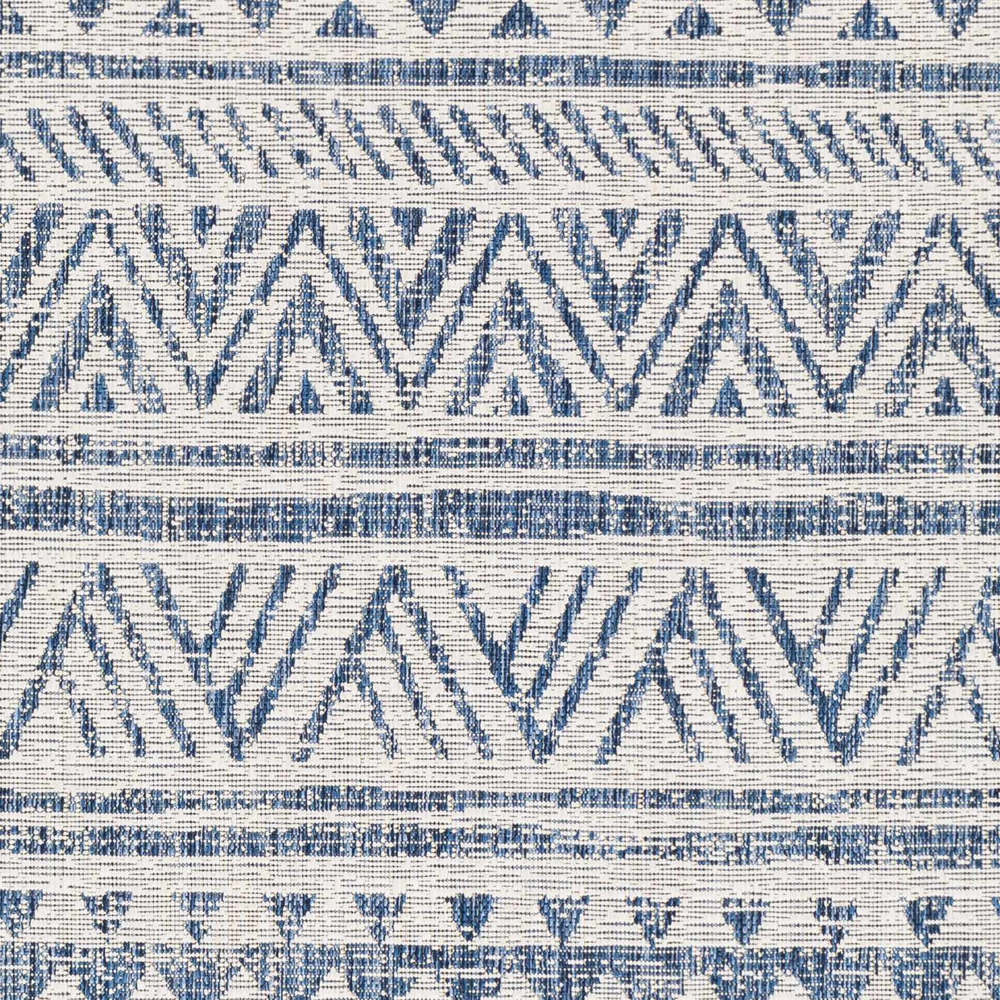 Traditional Tribal look Ivory and Blue Indoor and Outdoor Area Rug - The Rug Decor
