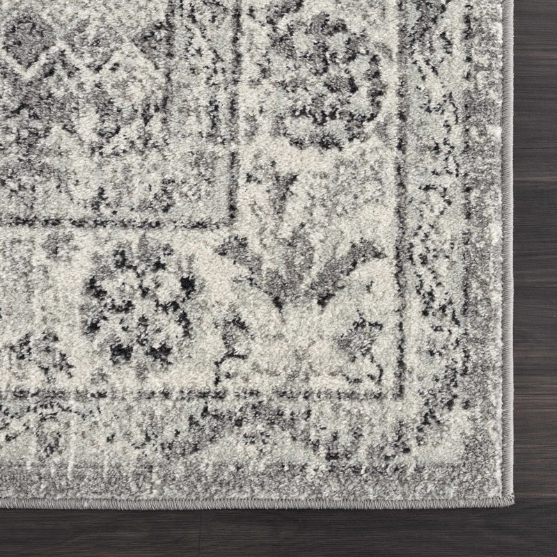 Traditional Turkish Deign Ivory, Gray and Black Style Low Pile Area Rug - The Rug Decor