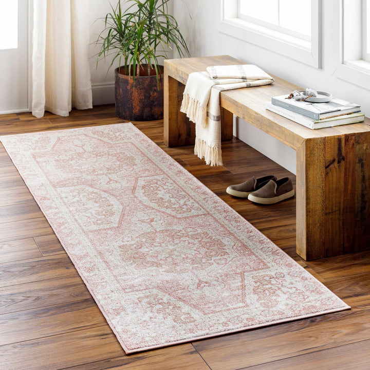 Traditional Turkish Design Rose gold and Off white medium pile Area Rug - The Rug Decor
