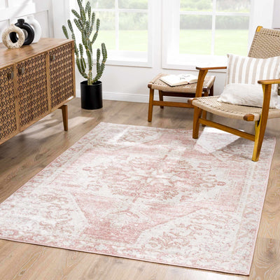 Traditional Turkish Design Rose gold and Off white medium pile Area Rug - The Rug Decor