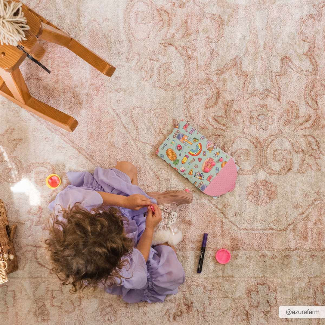 Traditional Turkish Design Rose gold and Off white medium pile Area Rug - The Rug Decor