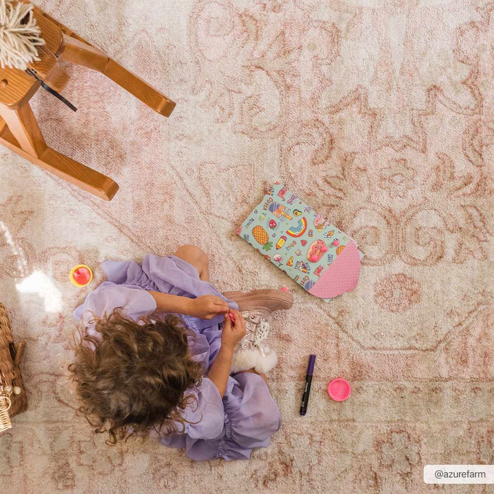 Traditional Turkish Design Rose gold and Off white medium pile Area Rug - The Rug Decor