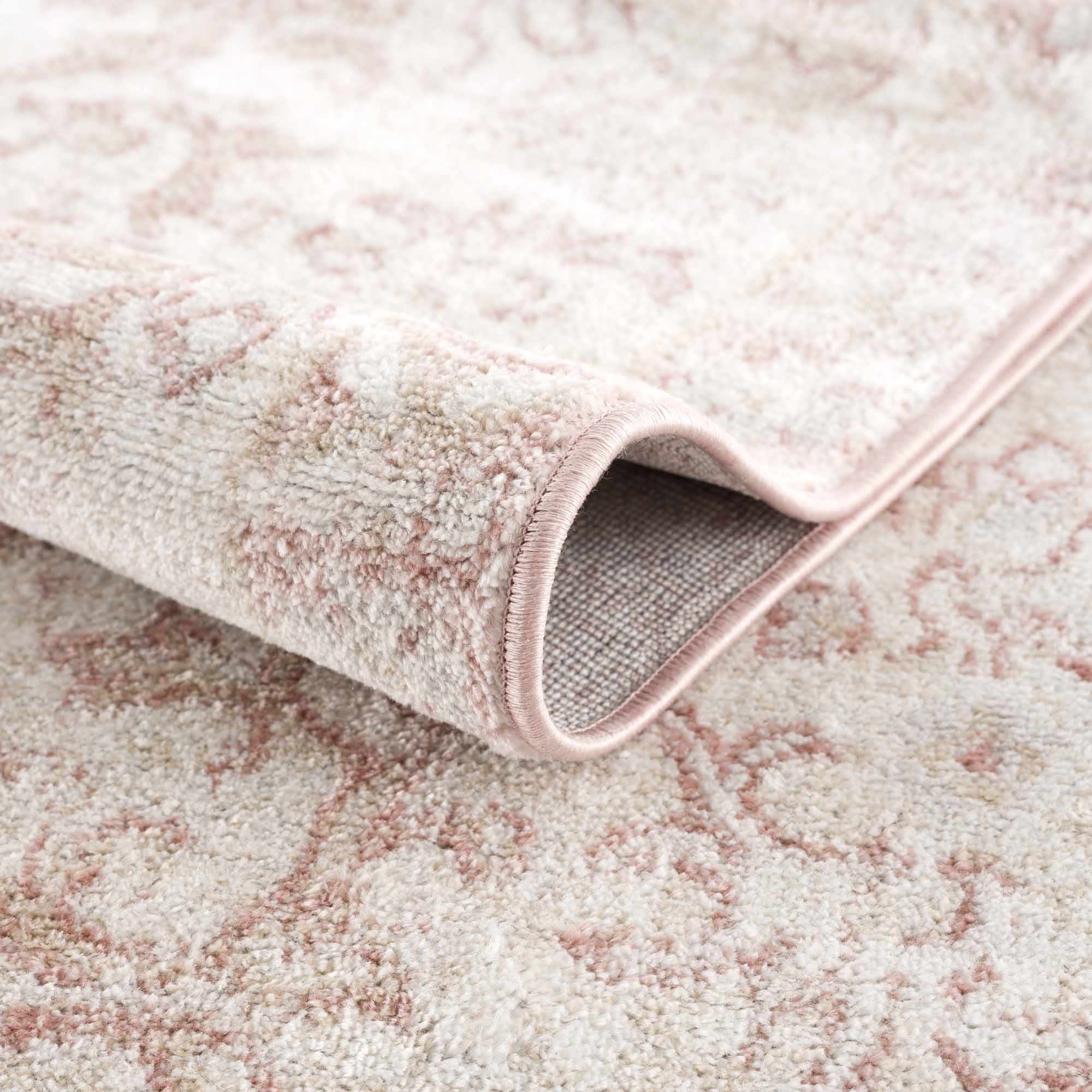 Traditional Turkish Design Pink gold and Off white medium pile Area Ru