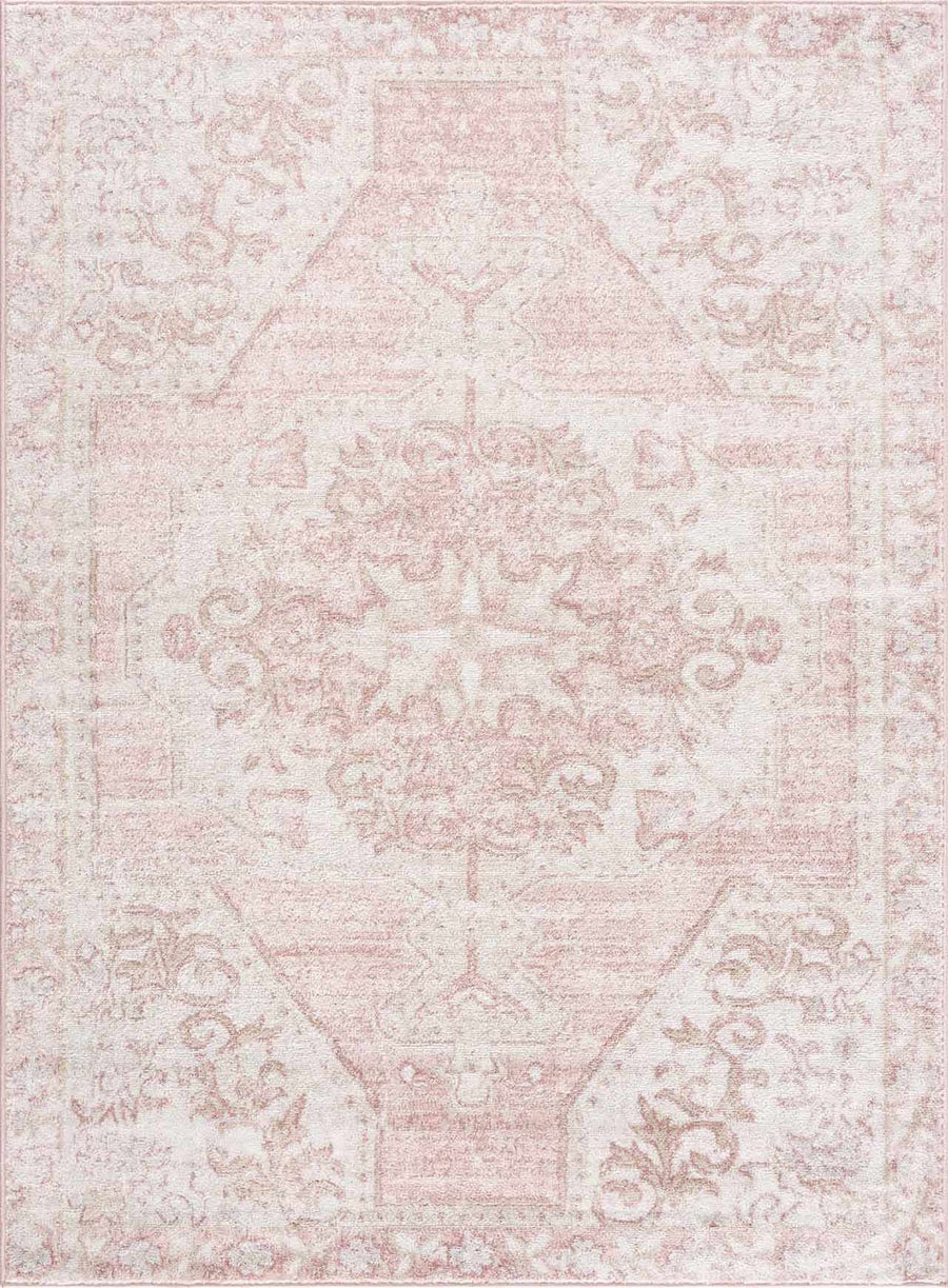 Traditional Turkish Design Rose gold and Off white medium pile Area Rug - The Rug Decor