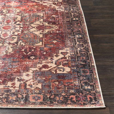 Traditional Vintage Style Brown, Rust And Beige Machine Woven Washable Rug - The Rug Decor