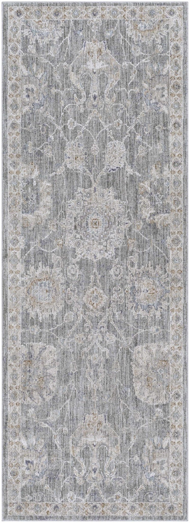 Traditional Vintage Style Gray, Beige, Violet and White Medium Pile Rug - The Rug Decor