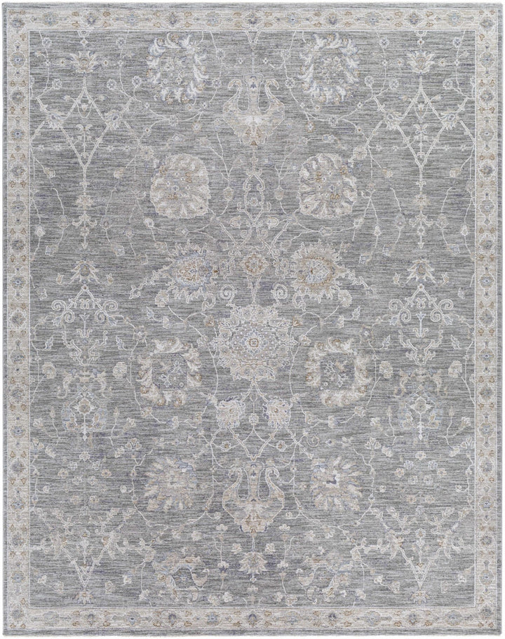 Traditional Vintage Style Gray, Beige, Violet and White Medium Pile Rug - The Rug Decor