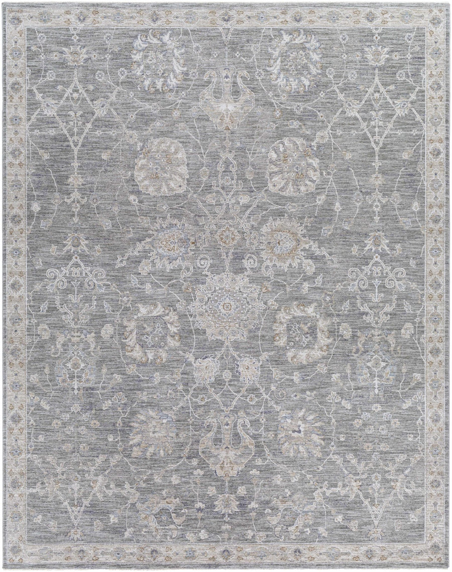 Traditional Vintage Style Gray, Beige, Violet and White Medium Pile Rug - The Rug Decor