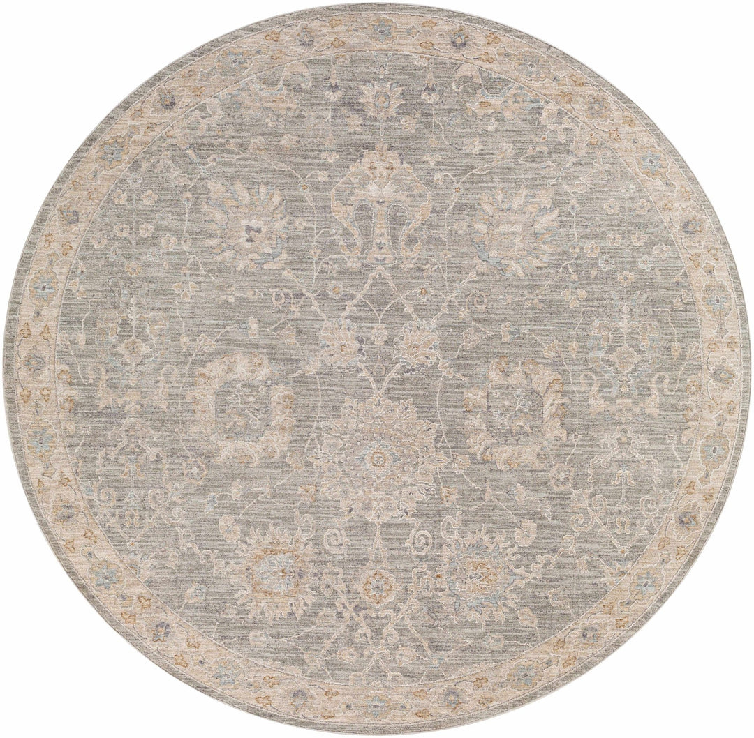 Traditional Vintage Style Gray, Beige, Violet and White Medium Pile Rug - The Rug Decor