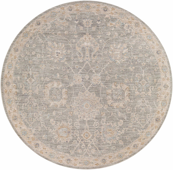 Traditional Vintage Style Gray, Beige, Violet and White Medium Pile Rug - The Rug Decor